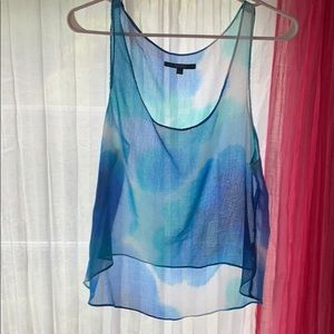 NWOT blue tie dye silk top